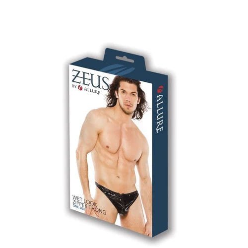 ZEUS - Wet look Zipper Thong