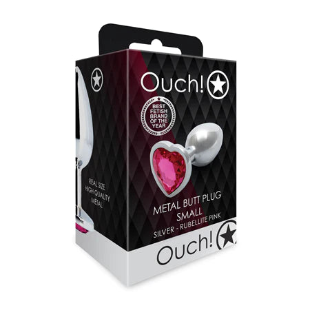OUCH - Metal Butt Plug SILVER/RUBELLITE/PINK