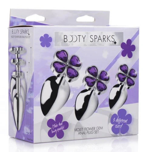 BOOTY SPARKS - 3 Pack Violet Flower Anal Plugs