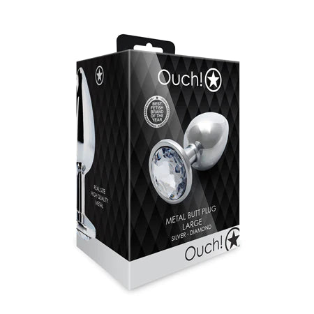 OUCH - Metal Butt Plug SILVER/DIAMOND