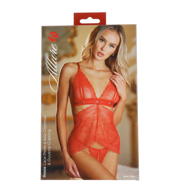 ALLURE - Rosie Lace Peek a Boo Chemise & G - String
