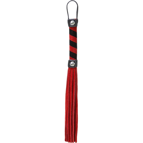 PUNISHMENT - Small Suede Black and Red Flogger