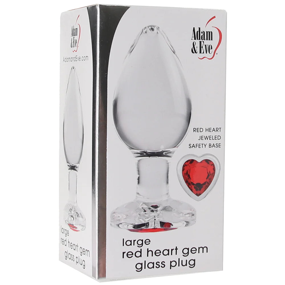 ADAM & EVE - Red Heart Glass Anal Plug