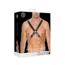 OUCH - Bonded Leather Men's Chain & Chain Harness