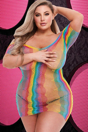 LAPDANCE - Plus Size Rainbow Jacquard Dress